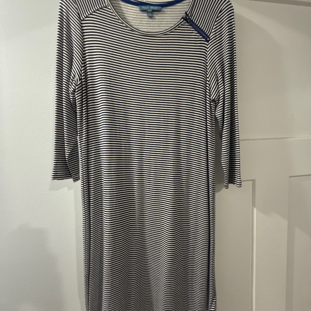 Fleur du Mal Black and White Striped Long Sleeve Dress